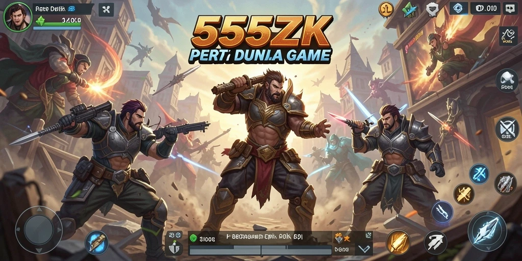 Tangkapan layar dari gameplay 555ZK menunjukkan pertarungan yang intens dan karakter dinamis.