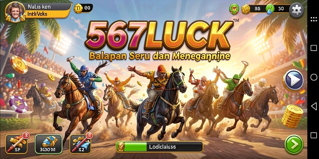 Tampilan gameplay menegangkan dari 567LUCK saat balapan di trek.