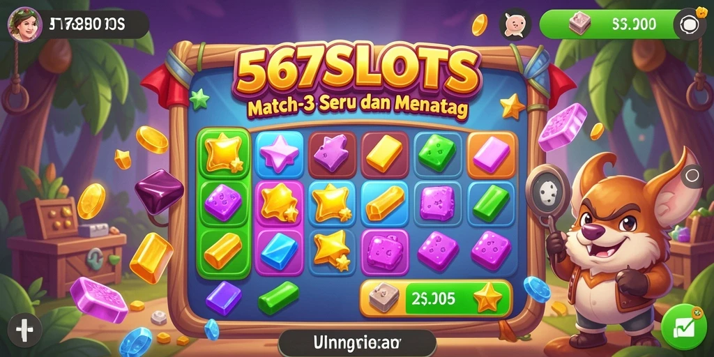 Screenshot gameplay 567SLOTS menunjukkan keseruan mencocokkan simbol.