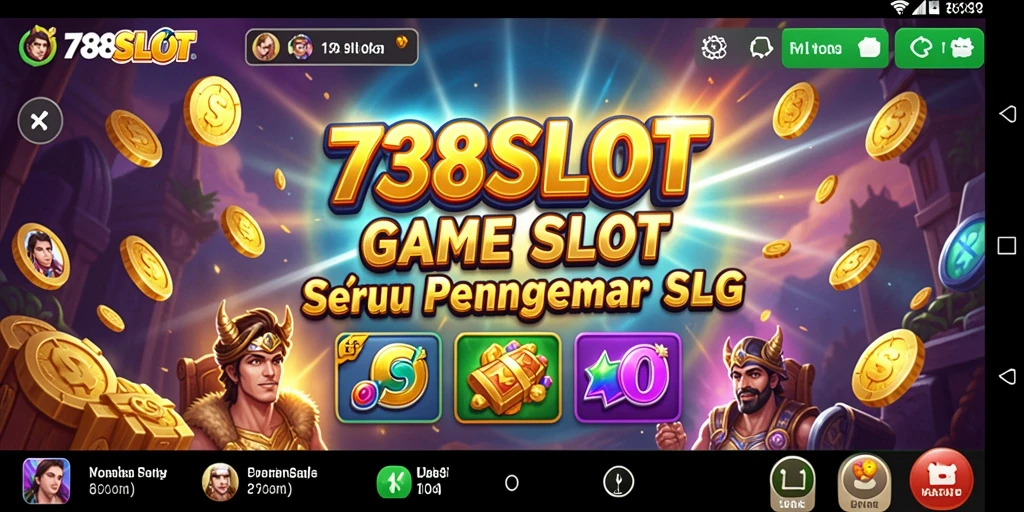 Screenshot permainan 738SLOT dengan tampilan slot yang penuh warna.