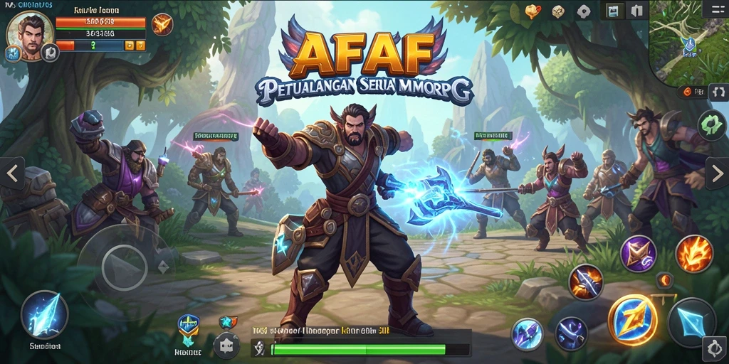 Screenshot gameplay AFAF yang menampilkan pertempuran seru di dunia MMORPG.