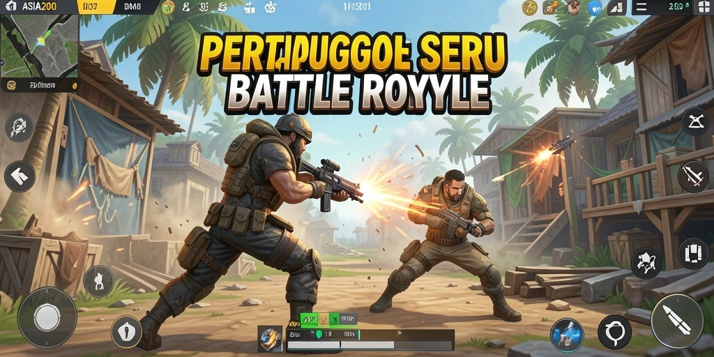 Screenshot ASIA200 menampilkan pertarungan intens dalam Battle Royale.