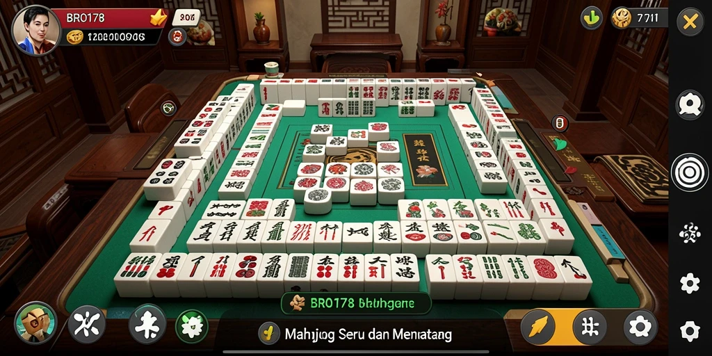 Tampilan utama gameplay Mahjong yang seru dan mendebarkan.