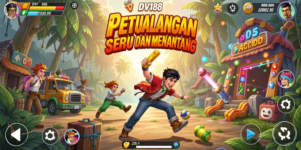 Screenshot menunjukkan momen seru gameplay DV188 di level menantang.