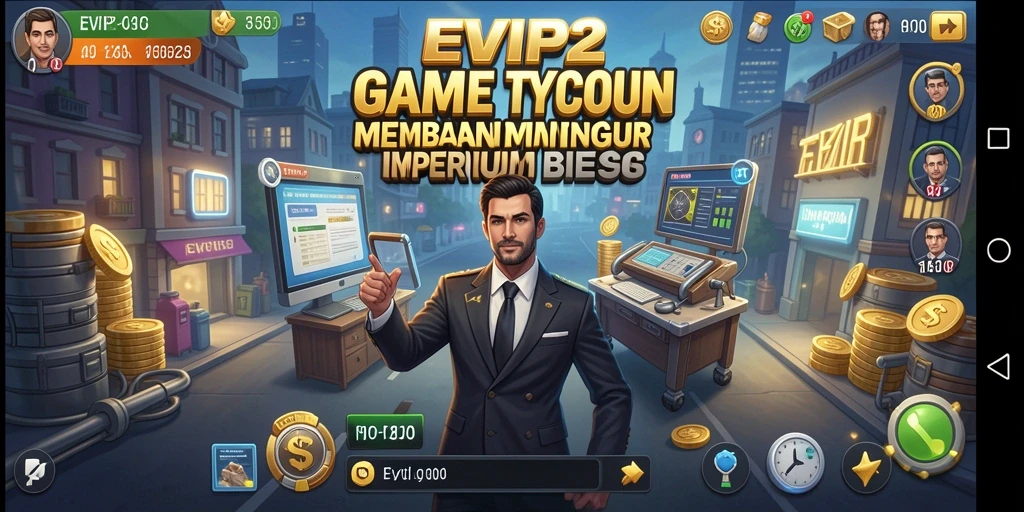 Tangkapan layar menampilkan gameplay seru dalam EVIP2, game Tycoon yang menantang.
