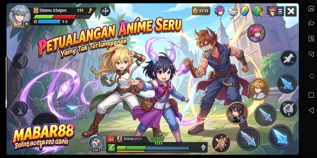 Tampilan seru dari gameplay MABAR88 dalam dunia Anime.
