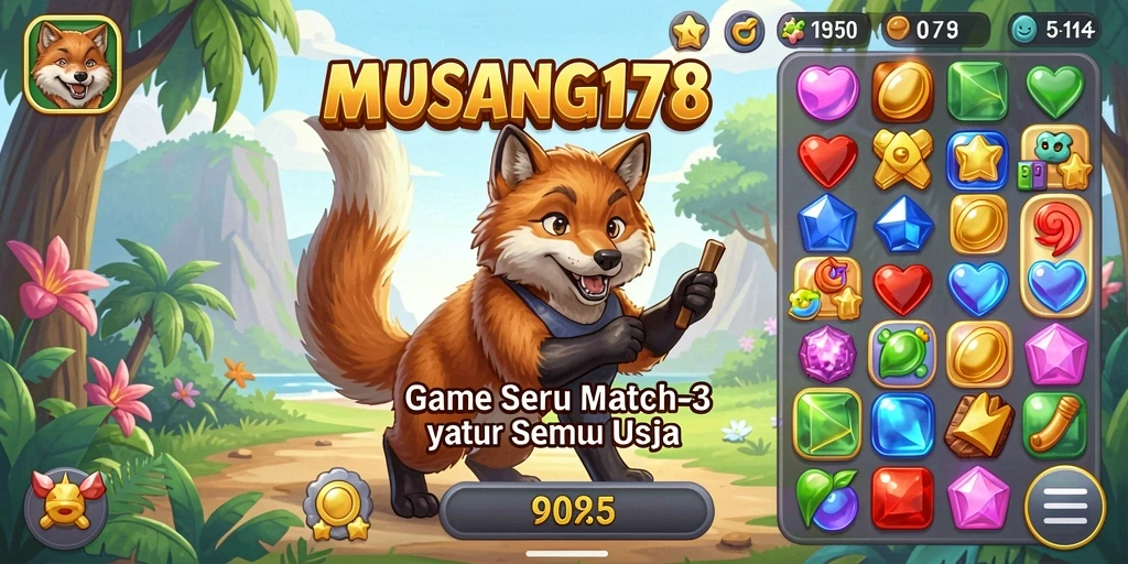 Tangkapan layar memperlihatkan gameplay seru dalam MUSANG178 Match-3.