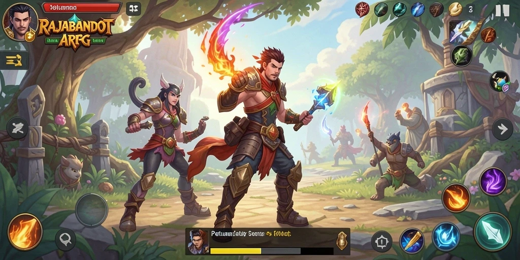 Tampilan gameplay menarik dari RAJABANDOT yang menunjukkan aksi pertarungan yang mendebarkan.