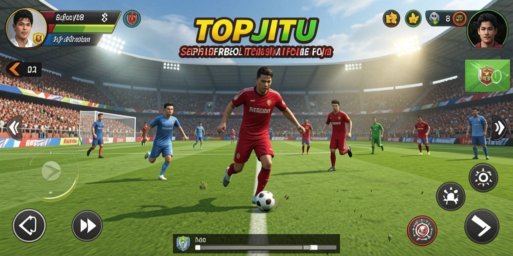 Tampilan gameplay yang mendebarkan di dunia sepak bola.
