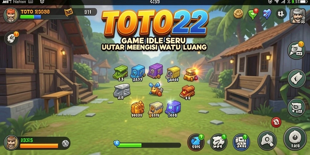 Screenshot gameplay TOTO22 yang menampilkan kemajuan otomatis dalam permainan Idle.